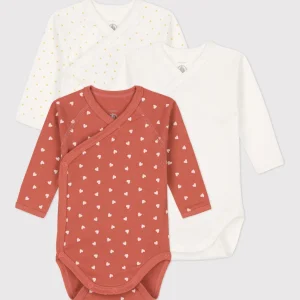 * Petit Bateau Set 3 Katoenen Body's Met Lange Mouwen | Rood